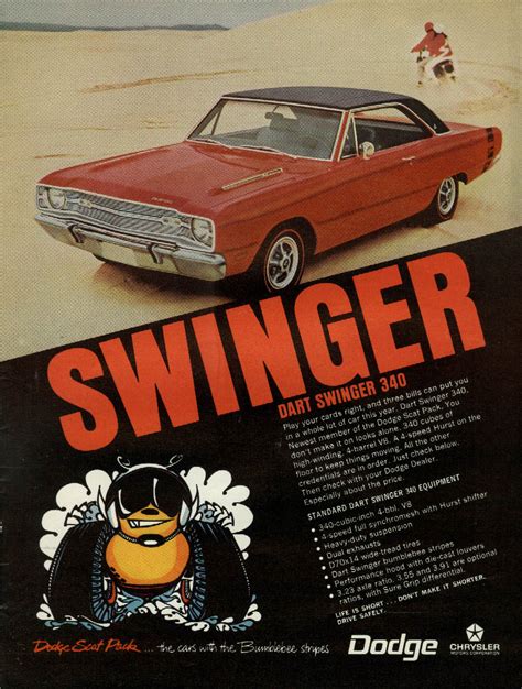 Play Your Cards Right Dodge Dart Swinger 340 Ad 1969
