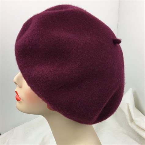 french beret wool oversize extra large 1930 s 1940 s look garbo dietrich woman classy burgundy