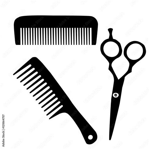 Barber Comb And Scissor Black Silhouette Icon Vector Illustration
