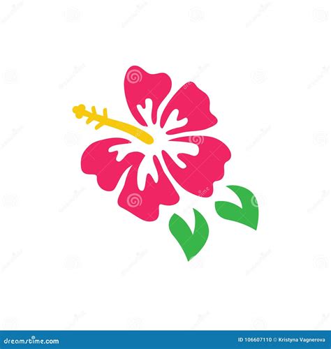 Pink Tropical Hibiscus Vector Logo Stock Vector Illustration Of