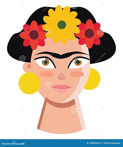 Autoretrato Del Artista Mexicano Frida Kahlo Dibujo O IlustraciÃ³n De