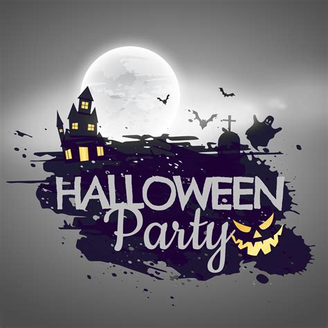 Halloween Party Background With Castle And Moon Download Free Vector