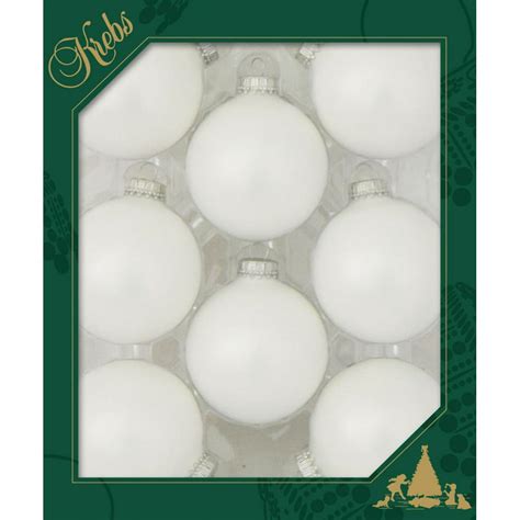 8ct White Solid Glass Christmas Ball Ornaments 2 5 67mm