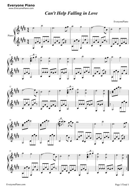 Can T Help Falling In Love Piano Sheet Music Examples And Forms