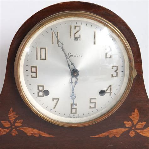 Antique Sessions Clock Co Inlaid Mahogany Eight Day Mantel Etsy