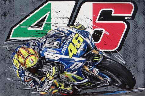 Valentino Rossi 46 Yamaha Painting By Roberto Muccillo Pixels