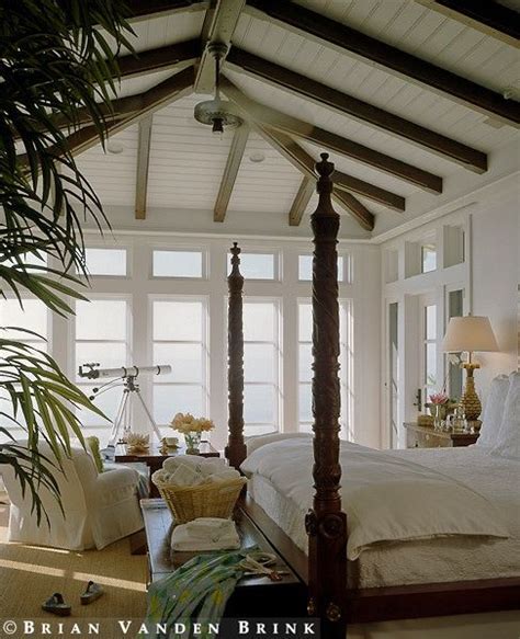 British Colonial Style Bedroom With Tongue In Groove Ceilings British