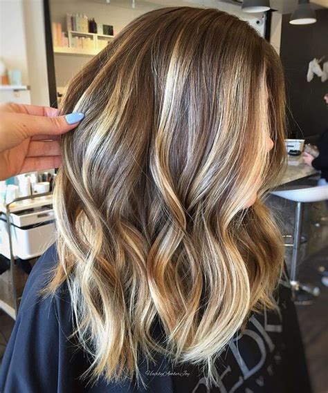 If you were born with natural blonde hair, then this is long brown hair painted with sweet caramel blonde hues in a smooth transition is always flattering on a fair to neutral skin tone. light/medium brown hair with blonde balayage - Looking for ...