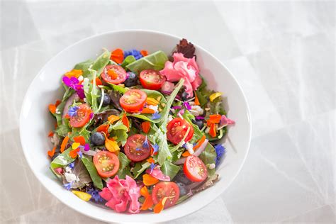 Flower Salad With Cherry Tomatoes On The Vine Pure Flavor