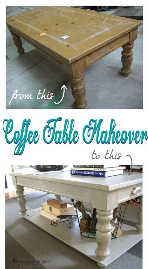 Coffee Table Makeover With Added Lower Shelf Coffee Table Makeover