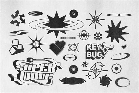 Y2k 240 Shapes Badges And Graphic Styles In 2022 Graphic Design Fonts