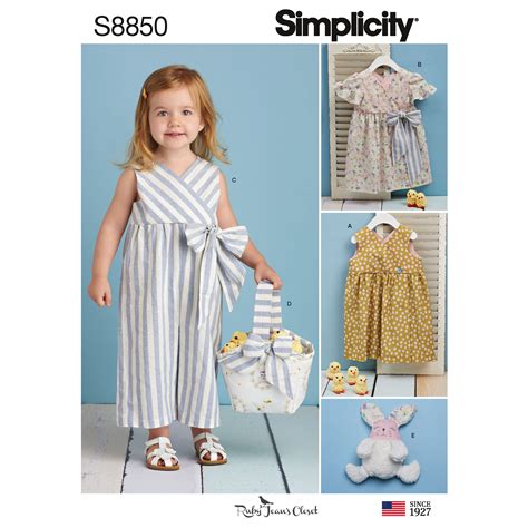 Simplicity 8850 Toddlers Dress Jumpsuit Basket And Toy