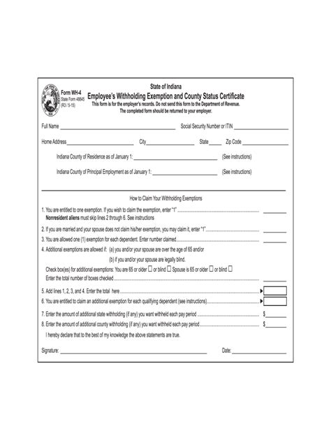 Indiana Withholding Form 2023 Printable Forms Free Online