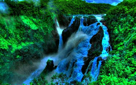 Deep In The Jungle Beautiful Waterfall In Tropical Green Forest Desktop