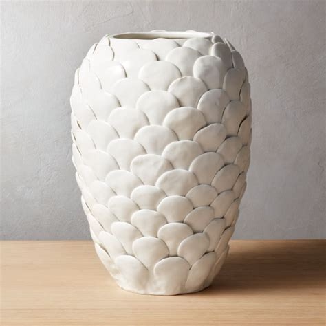 White Textured Vases Cb2