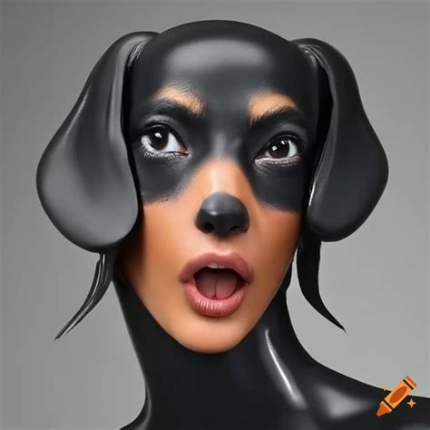 kendall jenner inspired black latex dachshund mask