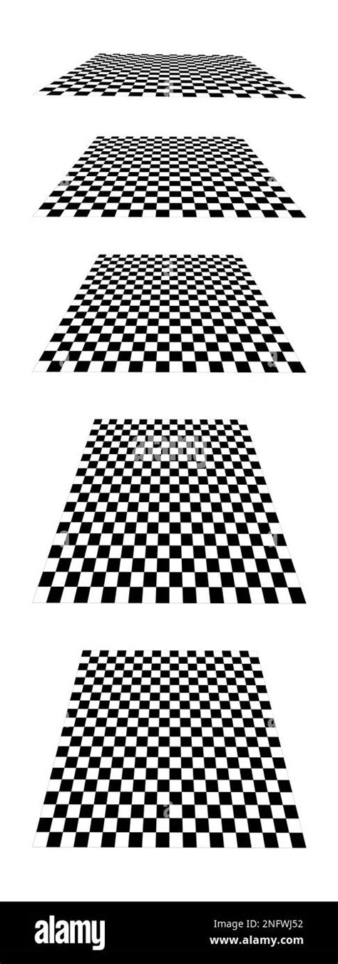 Set Of Checkered Planes In Perspective Isolated On White Background