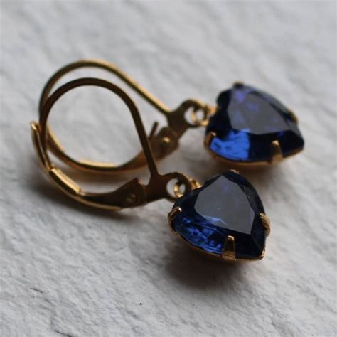 Navy Blue Heart Earrings By Silk Purse Sows Ear