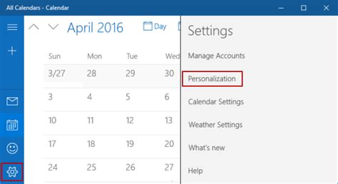Customize Calendar Background In Windows 10