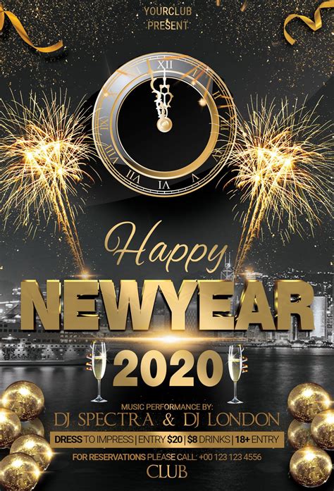 Happy 2020 New Years Free Psd Flyer Template New