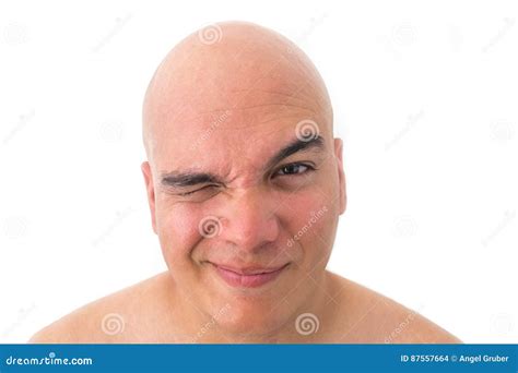Face Of A Bald Man In White Background Stock Photo Image Of Bald