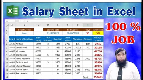 How To Create Salary Sheet In Ms Excel Daily Wages Salary Youtube
