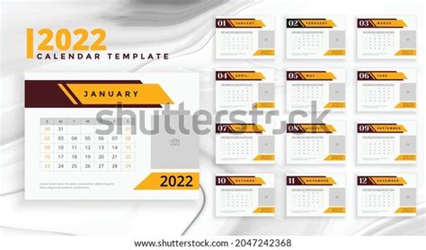 Calendar 2022 Template Design Idea Calendar Stock Vector Royalty Free