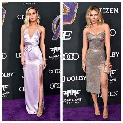 Brie Larson Scarlett Johansson Wear Avengers Themed Jewelry At La Premiere