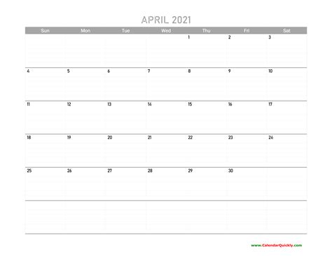 April Calendar 2021 Printable Calendar Quickly