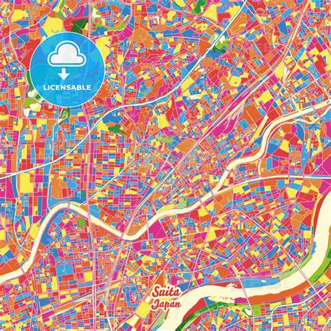Suita Osaka Japan Crazy Colorful Map Print Template In 2022