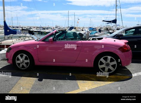 Pink Audi Tt Roadster Capota Convertible Open Top Car Auto Puerto Banus