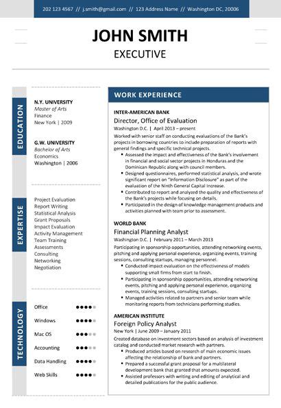 Creative resume templates can help you build a document that shows your creativity while still maintaining the professionalism you need to be. Find the Navy Blue Executive Resume Template on http://www ...