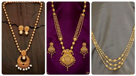 Gorgeous And Stylistic 22k Gold Layered Long Necklace Designs With Stud