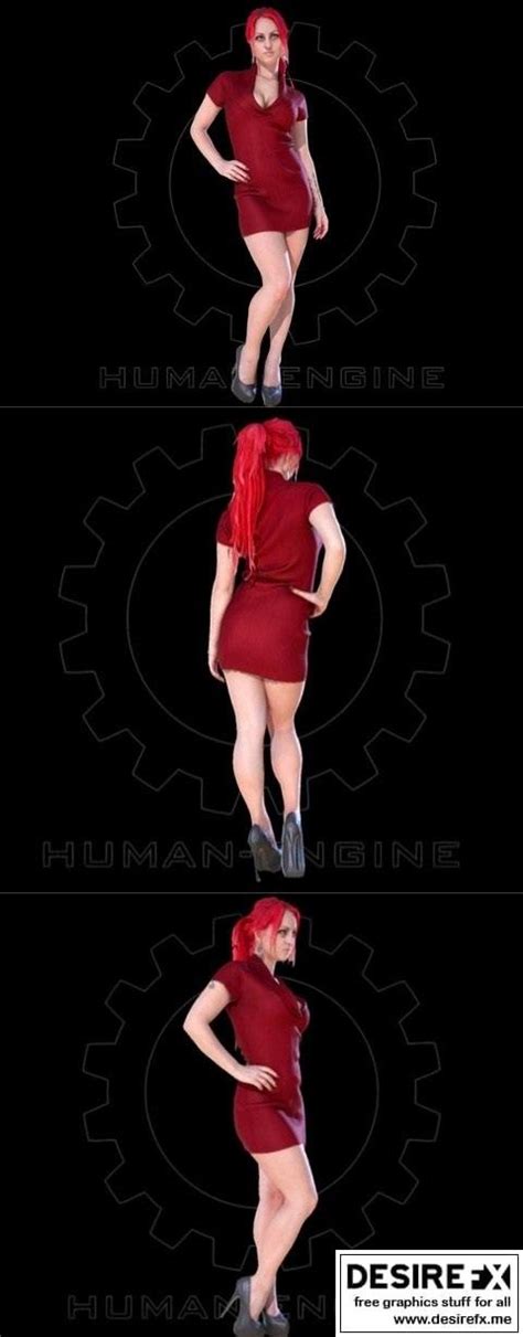 Desire Fx 3d Models Woman In Red Dress 3d Model