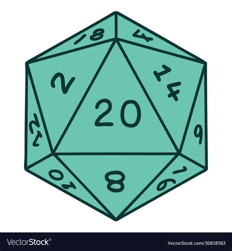 Natural 20 D20 Dice Roll Royalty Free Vector Image