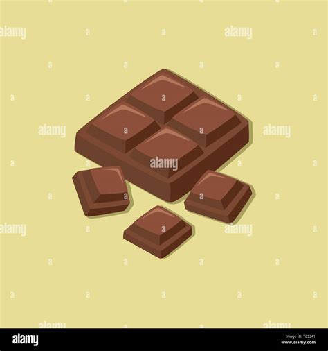Chocolate Bar And Chocolate Pieces Isolated On Brown Background Vector Illustration Stock Vector