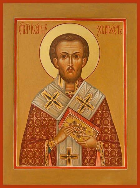 St John Chrysostom Orthodox Mounted Icon
