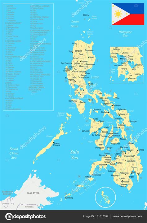 Philippines Map Detailed Vector Illustration Stock Vector Image By