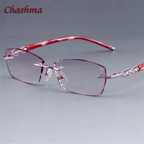 Chashma Brand Pure Titanium Fashiona Trend Eye Glasses Diamonds Rimless