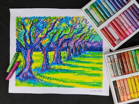 Draw An Oil Pastels Landscape Inspired By Impressionism With 6 Oil