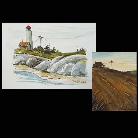 2 Original Line And Wash Watercolors By Peter Sheeler For Sale On EBay