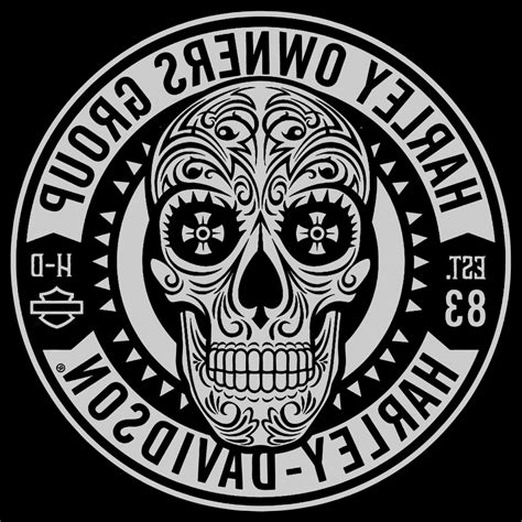 Harley Davidson Owners Group Skull Logo Vector Patch Sticker Badge