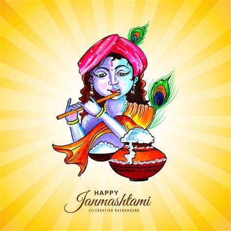 Happy Krishna Janmashtami Festival Card 1233953 Vector Art At Vecteezy