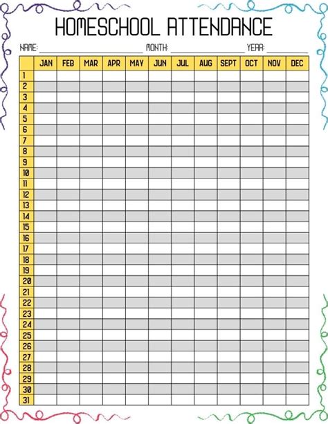 Free Printable Attendance Sheets For School Or Homeschool