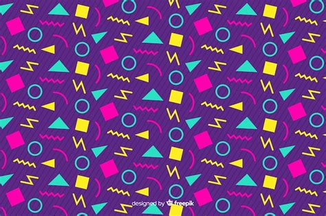 Free Vector 80s Geometric Background Design With Retro Style
