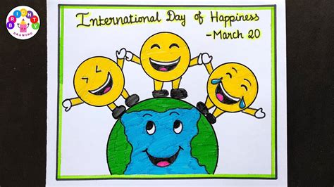 International Day Of Happiness Drawing Happiness Day Drawing