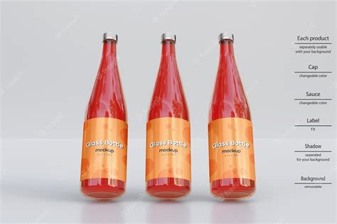 Premium Psd Glass Sauce Bottle Mockup