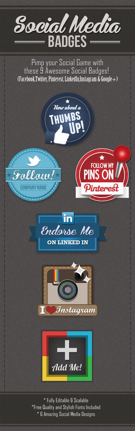 6 Social Media Badges Preview My Hero Design