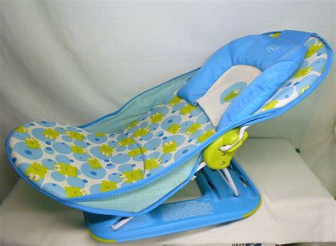 Summer Infant Newborn Bath Bather Chair Seat Blue With Frogs Adjustable