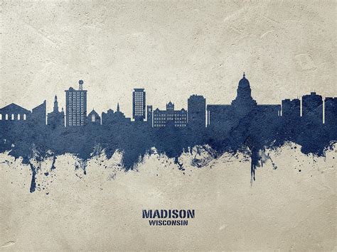 Madison Wisconsin Skyline Digital Art By Michael Tompsett Fine Art